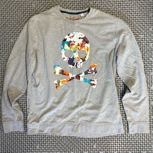 Robert Graham “Knockout” Grey Skull & Crossbones, Long Sleeve Shirt/Sweatshirt